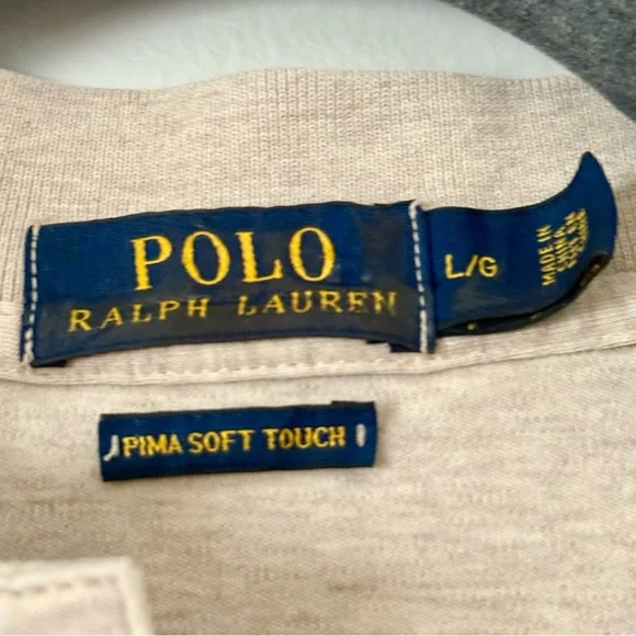 EUC Ralph Lauren Men's Beige Polo Shirt 100% Cotton - Picture 3 of 5